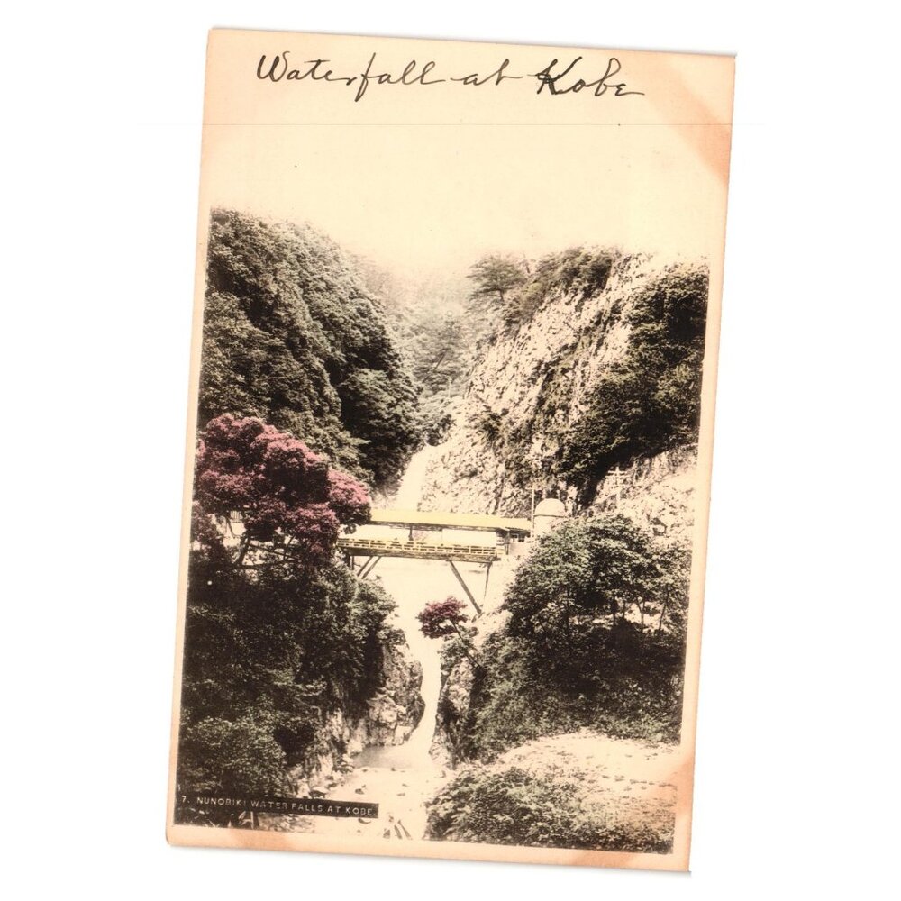 Antique Carte Postale Nunobiki Waterfall Kobe Vintage Scenic Postcard 1900s